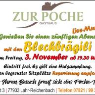 Freitag 03.November Live Musik mit Blechbrägili ab 19:30 Uhr